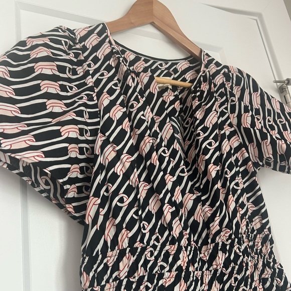 Anthropologie Somerset Cotton Mini Dress Size M Navy Link Pattern - Picture 3 of 8